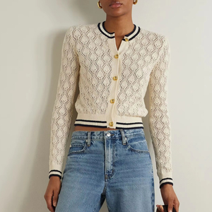 <span class=keywords><strong>Cardigan</strong></span> rayé pour <span class=keywords><strong>femme</strong></span> Pull <span class=keywords><strong>Vintage</strong></span> à manches longues boutonné col en V Cardigans en tricot - Product Image 1