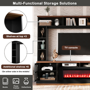 [Stock en EE. UU.] Centro de Entretenimiento de Pared de 95.5 Pulgadas con Chimenea Eléctrica para Televisores de hasta 80 Pulgadas, Envío Rápido desde EE. UU., MOQ 1 Unidad - Product Image 2