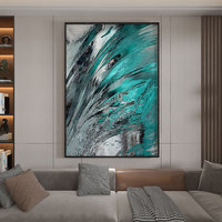 Art mural sur toile abstrait à lignes géométriques, grand format vertical encadré pour salon et entrée