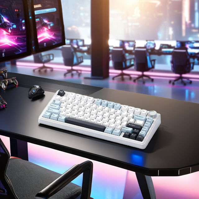75% Wireless Mechanical Keyboard with RGB Backlight Knob Control Hot-Swappable Custom Gaming Keyboard