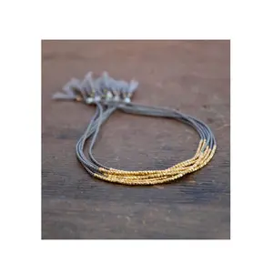 Simple soie délicate minimaliste souhait amitié cordon de soie or perle Bracelet cadeau pour sa femme