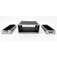 Boîtier de transport/Flight Case 4U en contreplaqué noir et aluminium argenté de haute qualité OEM/ODM pour amplificateur, assemblable avant/arrière