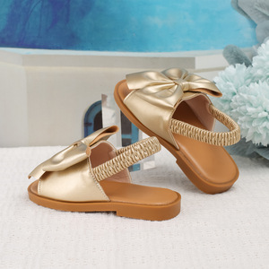 Sandales pour filles à semelle souple avec nœud, sandales de princesse pour filles, sandales d'été pour filles, sandales plates antidérapantes pour filles - Product Image 5