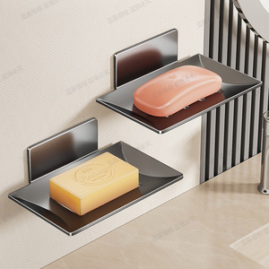 Bathroom Soap Dish Wall Mounted Rectangular Carbon Steel Minimalist Design For Kitchen Or Bathroom Use - Product Image 3