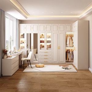 Meubles de maison, armoire moderne, blanche, simple, <span class=keywords><strong>en</strong></span> bois massif, armoire avec vitrine, placard, table de maquillage intégrée - Product Image 6