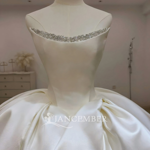 Lsjj159 Strapless Crystal Beaded Satin Ball Gown <b>Wedding</b> Dress Sparkling Luxurious Bridal Gown In Stock Jancember - Product Image 3