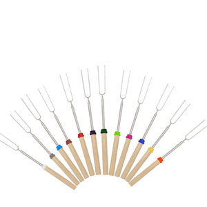 Tay cầm bằng gỗ Kính thiên văn BBQ ngã ba <span class=keywords><strong>Marshmallow</strong></span> rang Gậy ngửi gậy 31 đến 81cm ngoài trời - Product Image 2