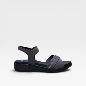 Women Grey Wedge <b>Sandals</b> Elastic Cross Strap Comfortable Slip On Stylish Casual Fashion Lightweight Anti Slip Sole Footwear - Product Image 3