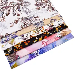 Shaoxing tekstil 155CM Viscose peregangan kustom bunga besar cetak rajut Rayon Jersey kain untuk gaun wanita