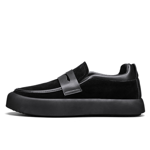 Mocassins en cuir noirs pour hommes, style décontracté chic, à enfiler, pour pieds larges, chaussures de conduite à semelle souple - Product Image 6