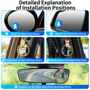 Miroir convexe rond universel BAVISS avec adhésif, accessoires extérieurs mignons pour voiture, aide à la vision arrière pour un stationnement sûr et le maquillage - Product Image 6