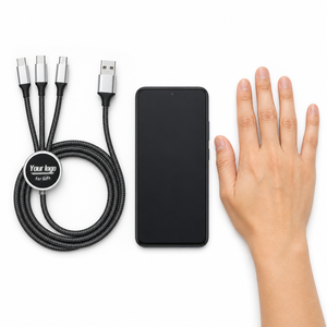 YINSTECH 5 合 <span class=keywords><strong>1</strong></span> USB 充电线带 LED 发光徽标尼龙编织圆形快速充电线 2.4A 适用于多种设备 - Product Image 4