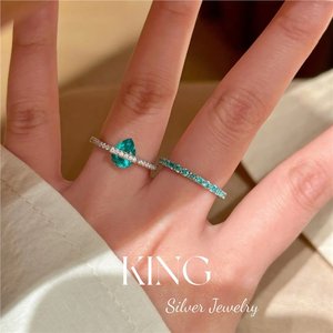 Anillo de Plata de Ley S925 King Silver Jewelry con Gema Azul Paraiba en Engaste de Canal, Unisex, para Uso Diario - Product Image 4