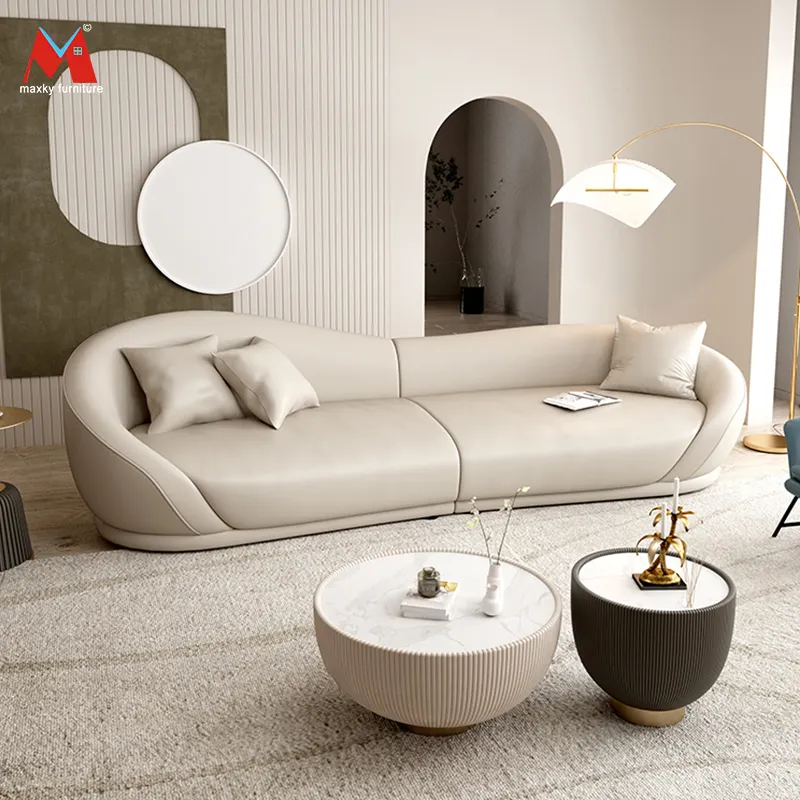Light luxury simple leather sofa home cream style living room Italian minimalist head layer cowhide 2022 new style