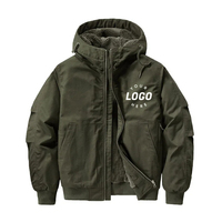 Veste cargo à capuche doublée en polaire pour homme avec logo personnalisé, épaisse, chaude, coupe-vent, pour le travail en extérieur
