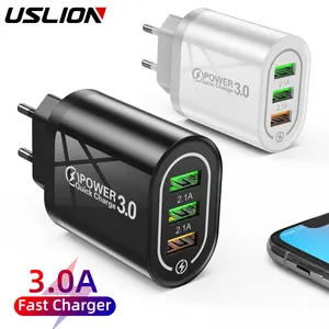 USLION OEM 3 Port USB şarj aleti 18W QC3.0 cep telefonu şarj cihazı taşınabilir ab/abd/İngiltere duvar adaptörü huawei iPhone için