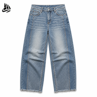 QIFAN Jeans de travail bleus délavés pour hommes, style charpentier, double genouillère, fabricant OEM ODM