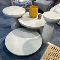 Meja Kopi Tampilan Beton Modern untuk Ruang Tamu, Tahan Air, Semen, Set Meja Kopi Terbaru untuk Balkon Kecil