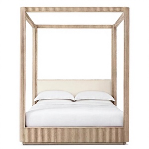 Letto a baldacchino <span class=keywords><strong>in</strong></span> <span class=keywords><strong>legno</strong></span> <span class=keywords><strong>massello</strong></span>, moderno e lussuoso, realizzato a mano con doghe verticali, a quattro montanti - Product Image 5