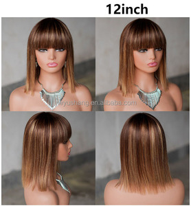 Whosale 8 10 12 14 pollici Bob dritto senza colla <span class=keywords><strong>capelli</strong></span> umani parrucche vero naturale nero a buon mercato Short frangs <span class=keywords><strong>parrucca</strong></span> cinese per le donne - Product Image 5