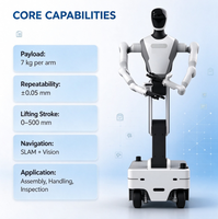 Robot composite à double bras Y1, 22 degrés de liberté, manipulateur mobile de téléopération VR, charge utile de 5 kg, répétabilité de ±0,03 mm, prise en charge ROS2