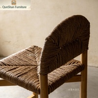 Chaise de bar commerciale en bois massif pur avec dossier arqué, design vintage pour camping, café, gîte, maison, loisirs