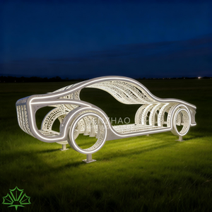 Senzhao - Escultura de Coche Abstracta Impermeable para Exteriores, con Luces LED, de Acero Inoxidable, para Instalaciones Artísticas en Paisajes - Product Image 6
