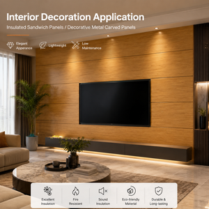 Revêtement mural extérieur, panneaux sandwich isolés, imitation bois, métal sculpté, bardage décoratif pour la <span class=keywords><strong>rénovation</strong></span> de la <span class=keywords><strong>façade</strong></span> de la <span class=keywords><strong>maison</strong></span> - Product Image 4