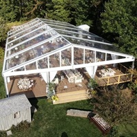 Tente de réception de mariage de luxe en aluminium à toit transparent et parois vitrées, facile à installer, pour 300 à 500 personnes