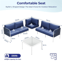Ensemble de conversation en forme de L pour patio, canapé d'angle en rotin d'extérieur avec table basse pour jardin et véranda