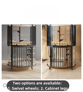 Villa pour chat moderne en bois massif et métal, grande <span class=keywords><strong>cage</strong></span> de luxe d'intérieur avec nid panoramique rond, maison pour animaux toutes saisons - Product Image 3