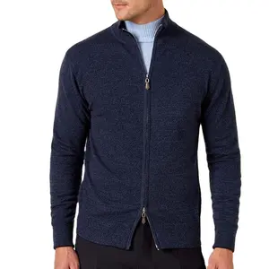 Кашемировый кардиган, вязаный пуловер, свитер, Лидер продаж, мужской классический 100% с круглым вырезом на молнии, чистый Стандартный зимний шерстяной кардиган