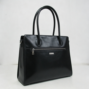 Black Glossy Leather Top <b>Handle</b> <b>Handbag</b> Large Capacity Detachable Strap Office Shoulder Bag - Product Image 6
