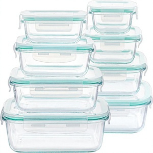 Paquete de 8 Recipientes de Vidrio para Almacenamiento de Alimentos con Tapas Herméticas, Loncheras para Preparación de Comidas, Recipientes Herméticos para Almacenamiento en la Cocina - Product Image 1