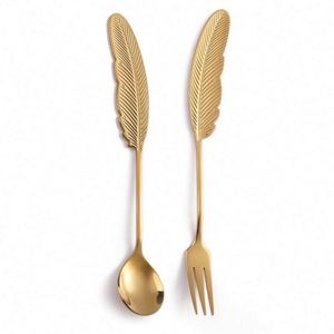 CREATIVE Luxury Stainless Steel Feather-Shaped Dessert <b>Spoon</b> Durable Tea/<b>Coffee</b> Stirring <b>Spoon</b> for Parties - Product Image 1