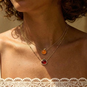 Collana con Ciondolo a Forma di Fragola Rosa Placcata <span class=keywords><strong>Oro</strong></span>, Catena in Bambù Smaltata, Gioiello con Pietra Naturale per Donne - Product Image 6