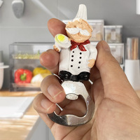 Décapsuleur magnétique 3D amusant en résine, figurine de chef de dessin animé pour la décoration de la maison et de la cuisine