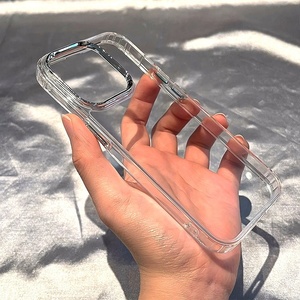 Funda de Silicona Transparente Personalizada para <span class=keywords><strong>iPhone</strong></span> 17 16 15 <span class=keywords><strong>Pro</strong></span> <span class=keywords><strong>Max</strong></span>, Carcasa Trasera con Protección de Cámara y Borde Plateado para Apple - Product Image 2