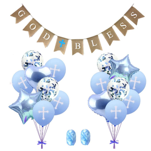 Decoración <span class=keywords><strong>para</strong></span> Pastel con Cruz Dorada Rosa, Pancartas con la Frase 'Dios Bendiga', Banderas, Cinta, Juego <span class=keywords><strong>de</strong></span> Globos <span class=keywords><strong>de</strong></span> Látex Impresos con Helio <span class=keywords><strong>para</strong></span> Fiesta <span class=keywords><strong>de</strong></span> Bautizo <span class=keywords><strong>de</strong></span> Niña - Product Image 3