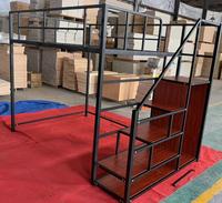 Lit superposé en métal robuste de 1,2 mm d'épaisseur pour adultes, sans grincement, gain de place, en acier, avec bureau et escalier