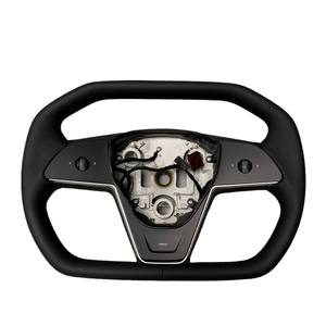 Volant en cuir Tesla à prix d'usine, hexagonal, à fond plat, 100% compatible avec Tesla Model 3 Y, volant de haute qualité - Product Image 1