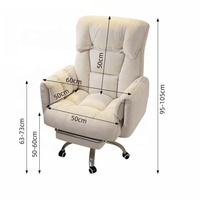 Chaise ergonomique pour bureau à domicile, vente chaude, fauteuil inclinable, pieds en métal, roulettes, tissu, canapé pivotant, chaise de bureau pour chambre à coucher, loisirs
