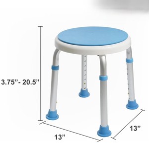 Rotating Shower <b>Stool</b> <b>Height</b> <b>Adjustable</b> Aluminum Alloy Bath Seat Light Blue 42x32x25cm - Product Image 4