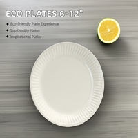 Assiettes à vaisselle en papier kraft jetables compostables écologiques 6 9 10 12 pouces imprimées sur mesure pour les fêtes de restaurant