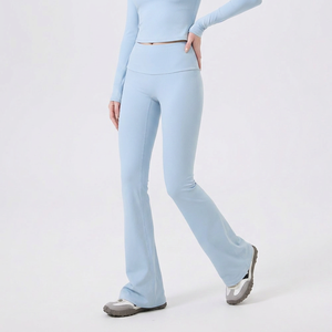 Pantalon de yoga micro-évasé taille haute pour femme, effet push-up, dos en V, amincissant, élastique, pour Pilates et usage décontracté, vente en gros - Product Image 2