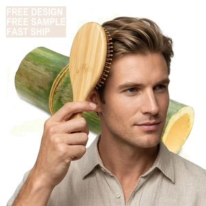 Cepillo de Pelo de Bambú con Logotipo Personalizado, Cepillo para Masaje del Cuero Cabelludo, Desenredante, con Empaque en Caja - Product Image 1