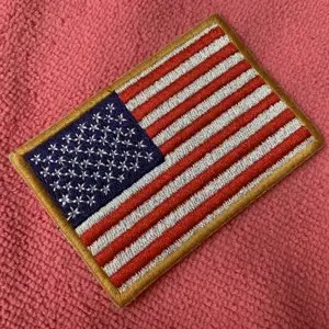 USA flag design uniform sleeve embroidery badge,overlocked border shoulder embroidery patch