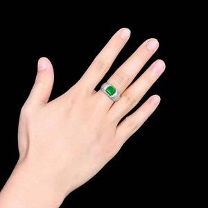 Zambian Emerald <b>Cocktail</b> <b>Ring</b>,18K <b>Gold</b> 2.96ct Octagon Natural Emerald Inlaid 110 Pcs White Diamonds Anniversary Gem <b>Ring</b> - Product Image 5