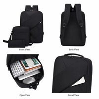 Sac à dos pour ordinateur portable 3 pièces en tissu Oxford géométrique, léger, imperméable, grande capacité, avec logo personnalisé, pour étudiants, décontracté, avec port USB