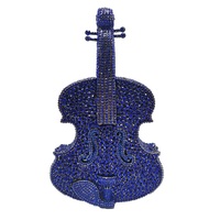 Pochette de soirée fantaisie pour femme en forme de violon, ornée de cristaux et de pierres précieuses brillantes, idéale pour les concerts et les soirées dansantes